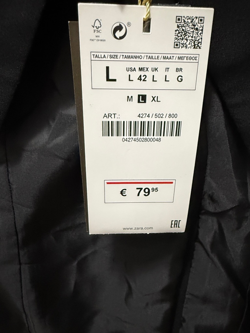 Zara Black Tailcoat with Satin Lapels and Long Back - Picture 3 of 4